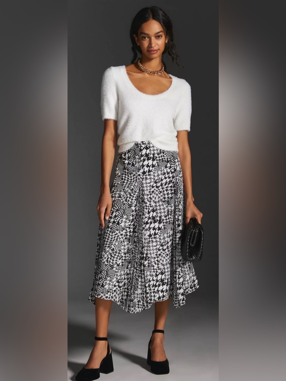 Maeve by Anthropologie Hounds Tooth Midi Skirt